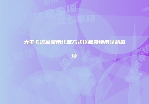 大王卡流量费用计算方式详解及使用注意事项