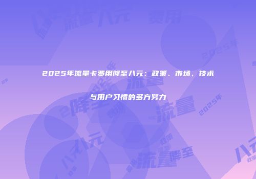 2025年流量卡费用降至八元：政策、市场、技术与用户习惯的多方努力