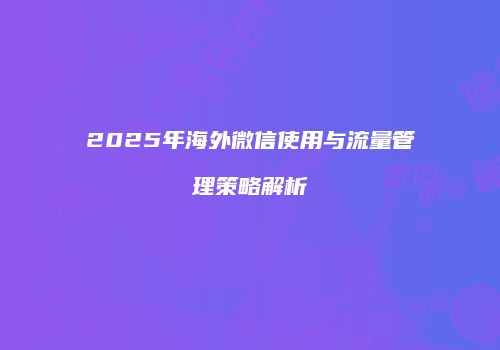 2025年海外微信使用与流量管理策略解析