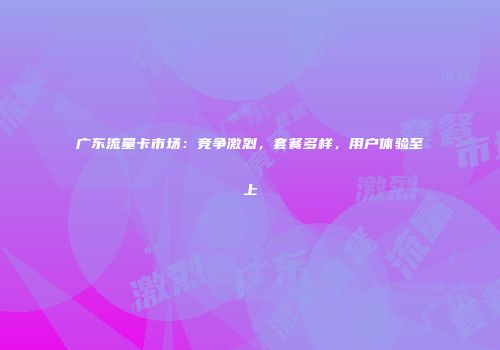 广东流量卡市场：竞争激烈，套餐多样，用户体验至上