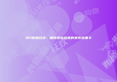 双11购物狂欢:如何挑选合适的搜索流量卡