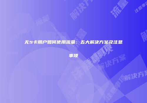 无S卡用户如何使用流量:五大解决方案及注意事项