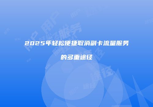 2025年轻松便捷取消副卡流量服务的多重途径