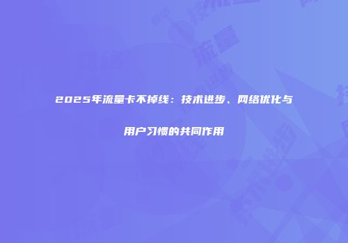 2025年流量卡不掉线：技术进步、网络优化与用户习惯的共同作用