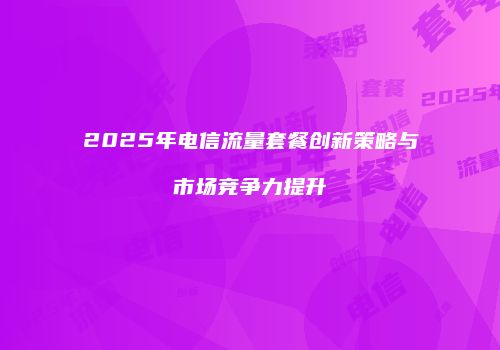 2025年电信流量套餐创新策略与市场竞争力提升