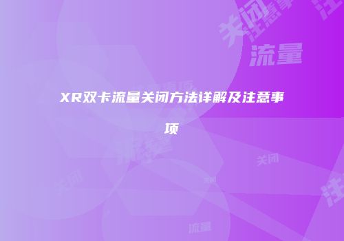 XR双卡流量关闭方法详解及注意事项
