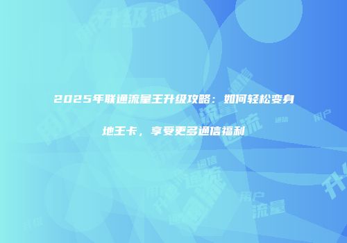 2025年联通流量王升级攻略：如何轻松变身地王卡，享受更多通信福利