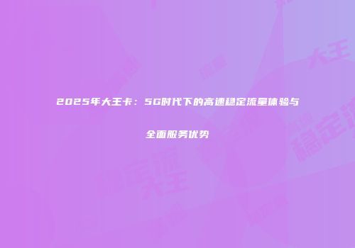 2025年大王卡：5G时代下的高速稳定流量体验与全面服务优势