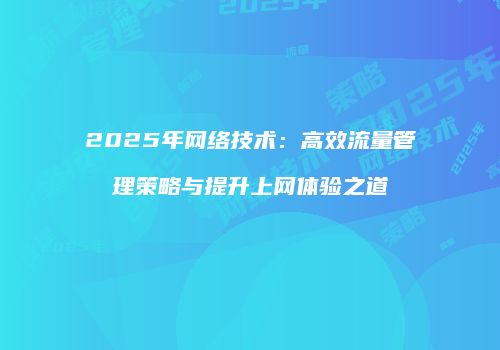2025年网络技术：高效流量管理策略与提升上网体验之道