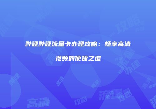 哔哩哔哩流量卡办理攻略:畅享高清视频的便捷之道