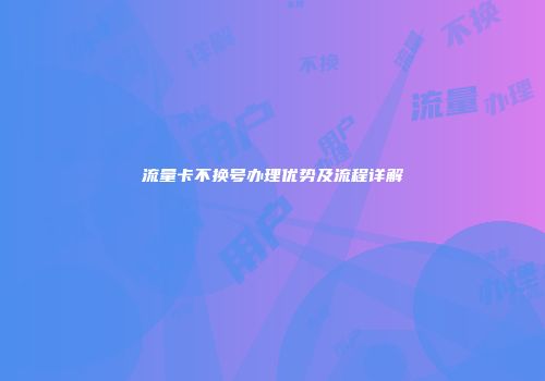 流量卡不换号办理优势及流程详解