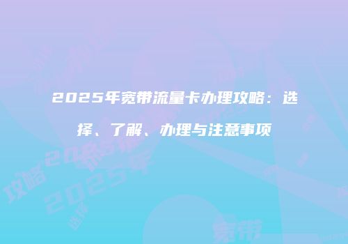 2025年宽带流量卡办理攻略:选择、了解、办理与注意事项