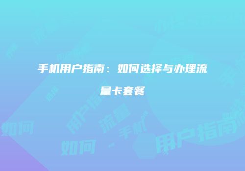 手机用户指南：如何选择与办理流量卡套餐
