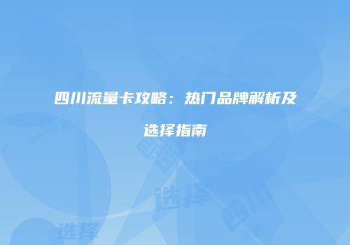 四川流量卡攻略：热门品牌解析及选择指南