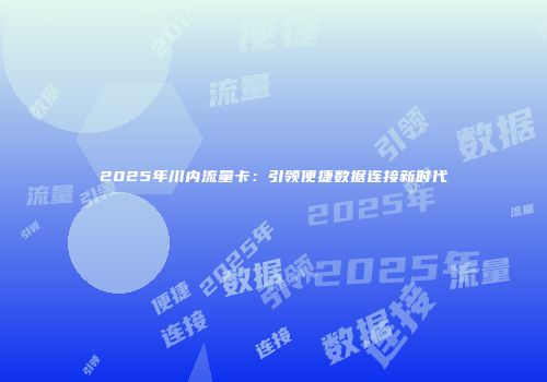 2025年川内流量卡：引领便捷数据连接新时代