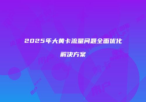 2025年大黄卡流量问题全面优化解决方案