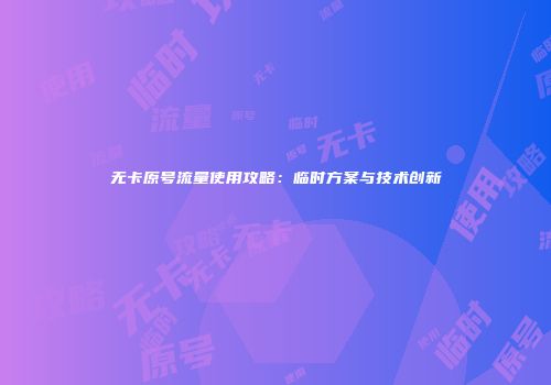 无卡原号流量使用攻略:临时方案与技术创新