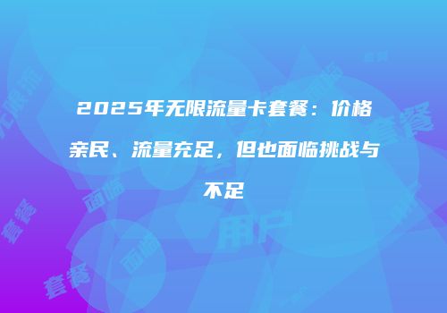 2025年无限流量卡套餐：价格亲民、流量充足，但也面临挑战与不足