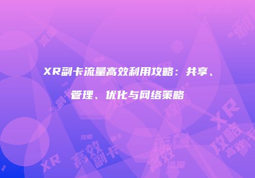 XR副卡流量高效利用攻略：共享、管理、优化与网络策略