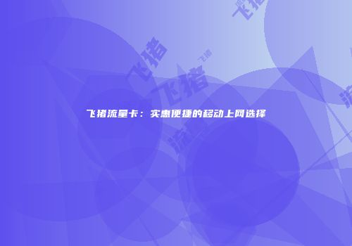 飞猪流量卡:实惠便捷的移动上网选择