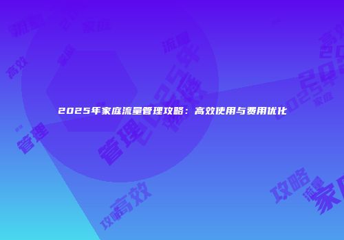 2025年家庭流量管理攻略:高效使用与费用优化