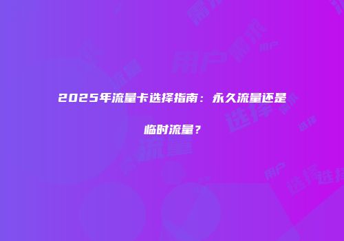 2025年流量卡选择指南：永久流量还是临时流量？