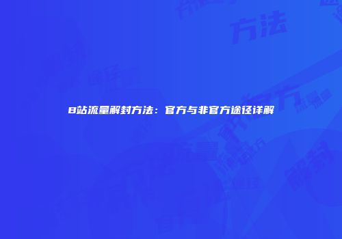 B站流量解封方法:官方与非官方途径详解