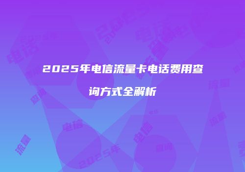 2025年电信流量卡电话费用查询方式全解析
