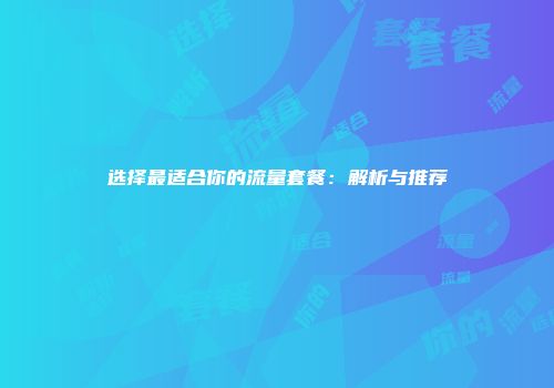 选择最适合你的流量套餐：解析与推荐