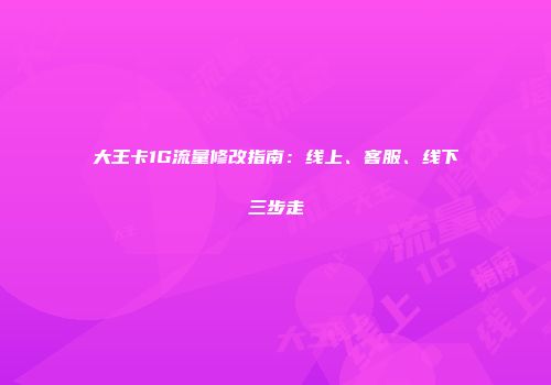大王卡1G流量修改指南:线上、客服、线下三步走