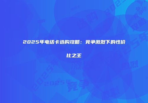 2025年电话卡选购攻略:竞争激烈下的性价比之王