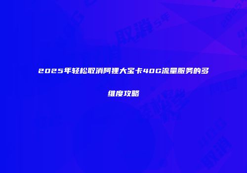 2025年轻松取消阿狸大宝卡40G流量服务的多维度攻略