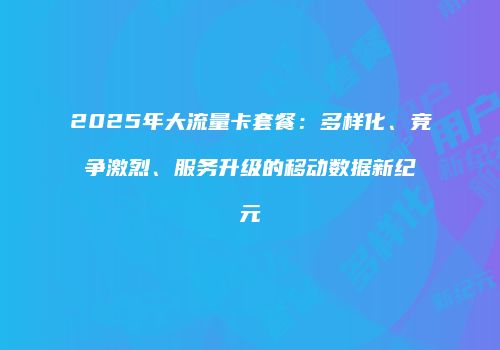 2025年大流量卡套餐：多样化、竞争激烈、服务升级的移动数据新纪元