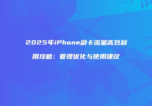 2025年iPhone副卡流量高效利用攻略:管理优化与使用建议