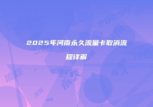 2025年河南永久流量卡取消流程详解
