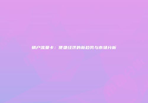 销户流量卡:便捷经济的新趋势与市场分析
