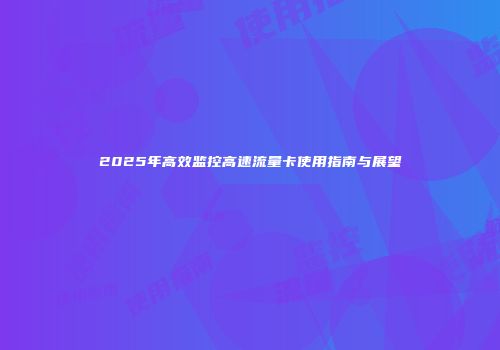 2025年高效监控高速流量卡使用指南与展望