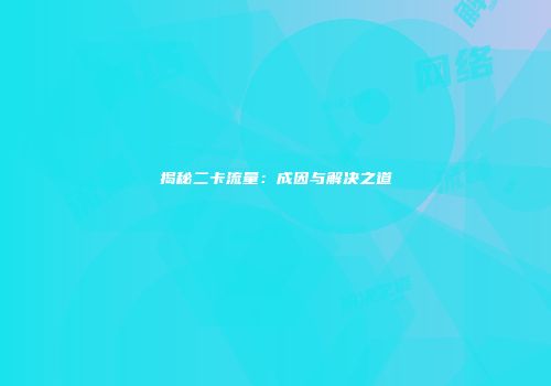 揭秘二卡流量：成因与解决之道