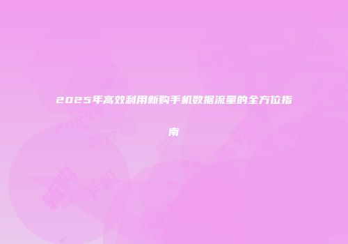 2025年高效利用新购手机数据流量的全方位指南