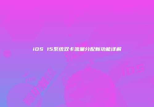 iOS 15系统双卡流量分配新功能详解