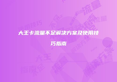大王卡流量不足解决方案及使用技巧指南