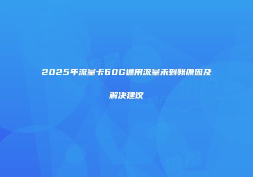 2025年流量卡60G通用流量未到账原因及解决建议