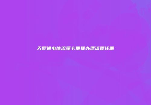 天际通电信流量卡便捷办理流程详解