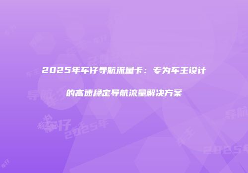 2025年车仔导航流量卡:专为车主设计的高速稳定导航流量解决方案