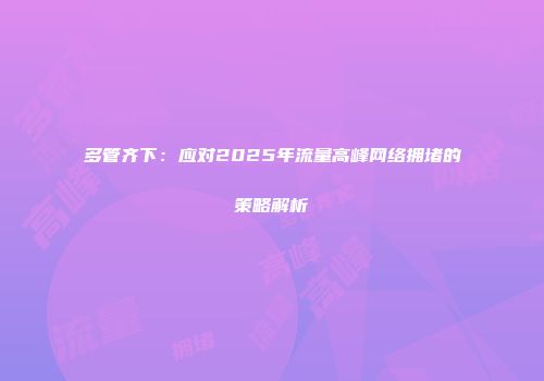多管齐下：应对2025年流量高峰网络拥堵的策略解析