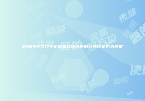 2025年应对手机流量超额问题的多方位策略与建议