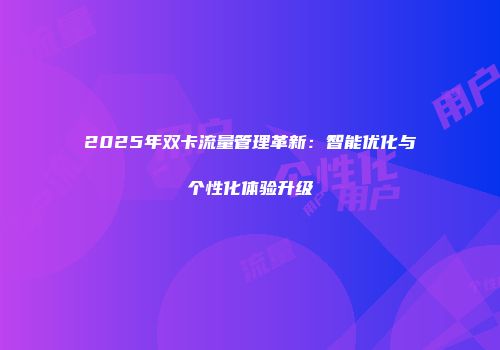 2025年双卡流量管理革新：智能优化与个性化体验升级