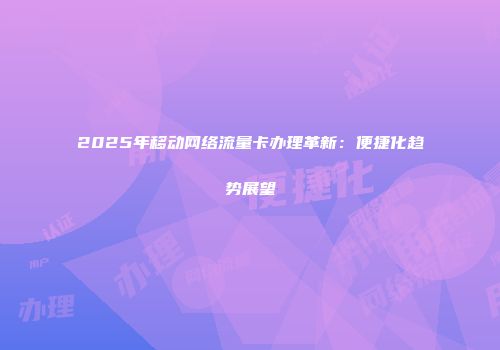 2025年移动网络流量卡办理革新:便捷化趋势展望