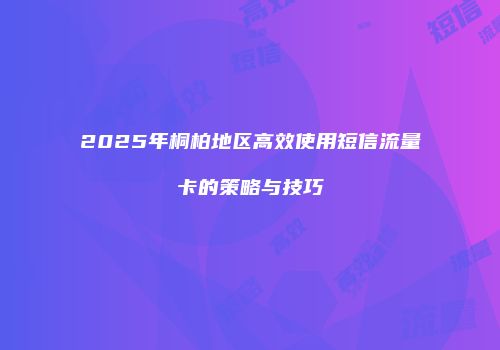 2025年桐柏地区高效使用短信流量卡的策略与技巧