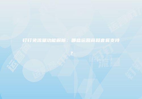 钉钉免流量功能解析:哪些运营商和套餐支持?